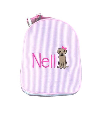 Labrador Dog with Bow Monogram Gumdrop Lunch Box