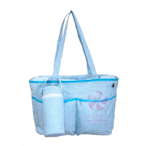 Aqua Seersucker Diaper Bag Close Out