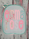 Applique Name Tall Skinny Font Gumdrop Lunch Box - Just The Thing Shop