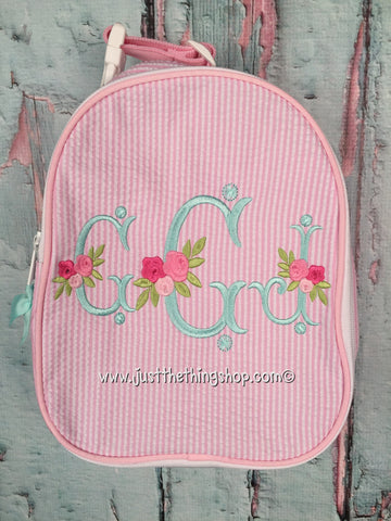 Floral Vintage Monogram Gumdrop Lunch Box - Just The Thing Shop