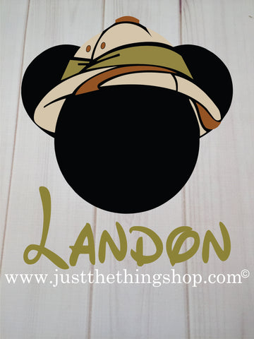 Personalized Boy Mouse Safari Heat Press Transfer