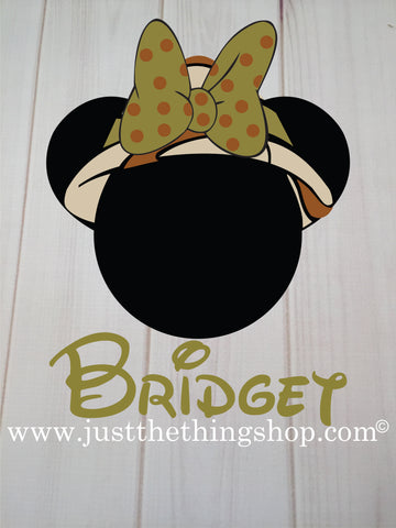 Personalized Girl Mouse Safari Heat Press Transfer