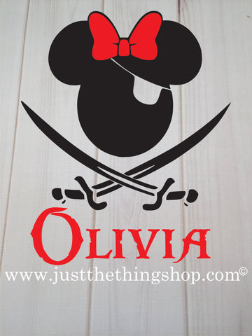 Girl Mouse Pirate Heat Press Transfer