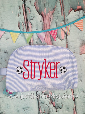 Soccer Ball Monogram Traveler Dopp Bags - Just The Thing Shop