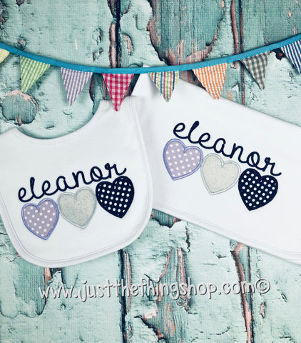 Triple Heart Bibs and Burps - Just The Thing Shop