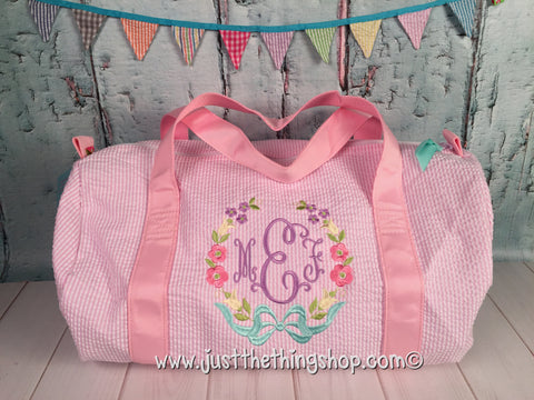 Floral Wreath Monogram Duffel - Just The Thing Shop