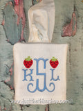White Linen Monogramed Tissue Box Cover - Just The Thing Shop