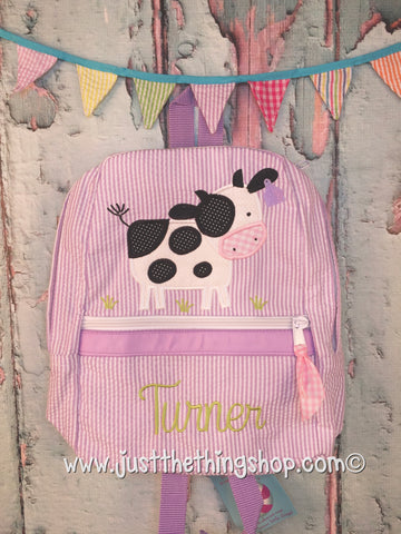 Cow in Pasture Applique Backpack - Just The Thing Shop
