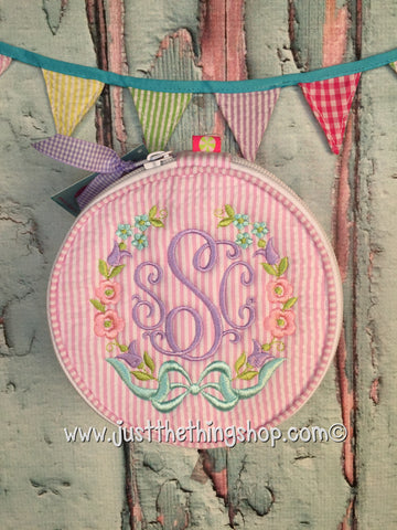 Floral Wreath Monogram  Button Jewelry Bags - Just The Thing Shop