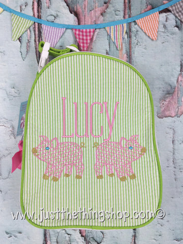 Pig (Herend Inspired) Monogram Gumdrop Lunch Box - Just The Thing Shop