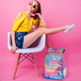 Pastel Delight Tie Dye Canvas 2-Zipper Backpack