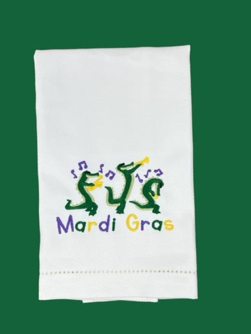 Mardi Gras Jazz Alligators Guest Towel