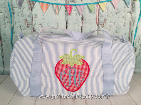 Strawberry Monogram Duffel - Just The Thing Shop