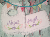Floral Swag Ruffle Trim Bibs and Burps - Just The Thing Shop