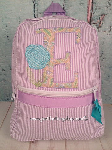 Scribble Rose Applique Monogram Backpack - Just The Thing Shop