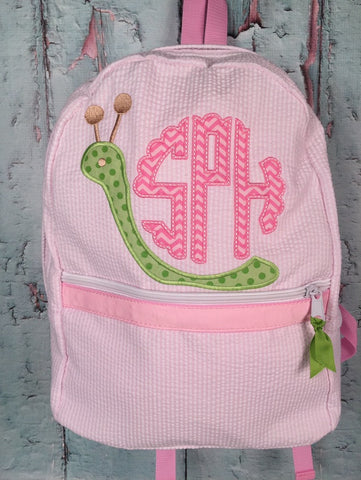 Snail with Circle Scallop Monogram Backpack - Just The Thing Shop