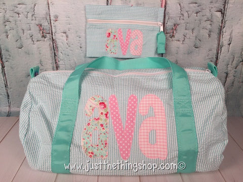 Applique Name Tall Skinny Font Duffel - Just The Thing Shop