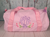 Floral Swag Monogram For Girls Duffel - Just The Thing Shop