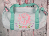 Floral Swag Monogram For Girls Duffel - Just The Thing Shop