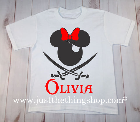 Girl Mouse Pirate Vacation Shirt