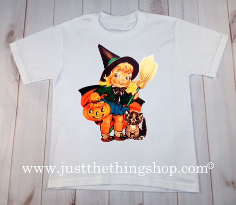 Vintage Girl Witch Halloween Shirt