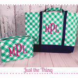Mint Gingham Nylon BoatTote Close Out