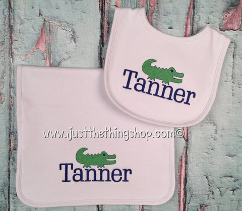 Preppy Alligator Bibs and Burps - Just The Thing Shop