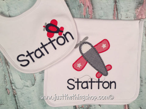 Airplane Bibs and Burps - Just The Thing Shop