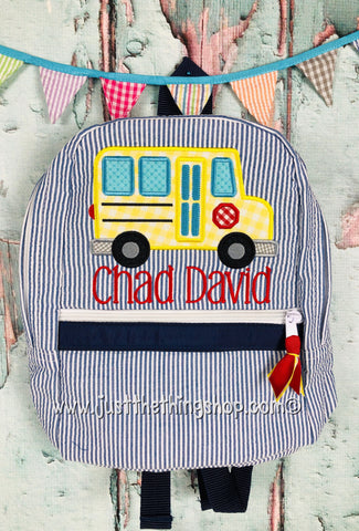 School Bus Applique Backpack - Just The Thing Shop