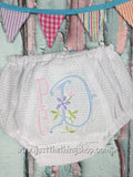 Palmer Monogram White Seersucker Diaper Cover / Bloomers - Just The Thing Shop