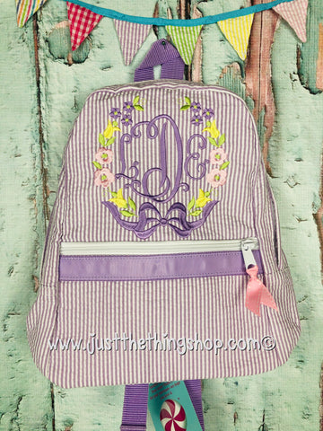 Floral Wreath Monogram For Girls Backpack - Just The Thing Shop