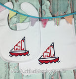 Sailboat Monogram Bibs and Burps - Just The Thing Shop
