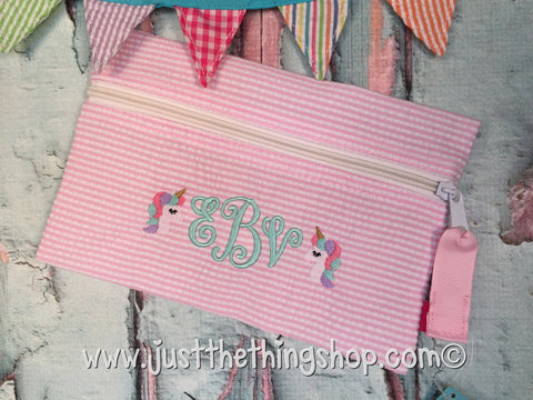 Unicorn Monogram Cosmo Zipper Bag - Just The Thing Shop