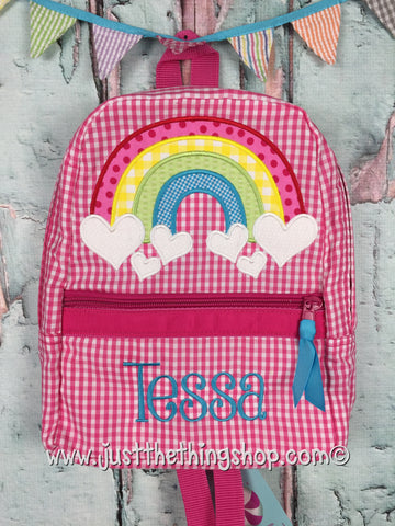 Rainbow With Heart Clouds Backpack - Just The Thing Shop