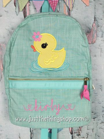 Miss Duckie Applique Backpack - Just The Thing Shop