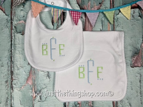 Square Dots Monogram Bibs and Burps